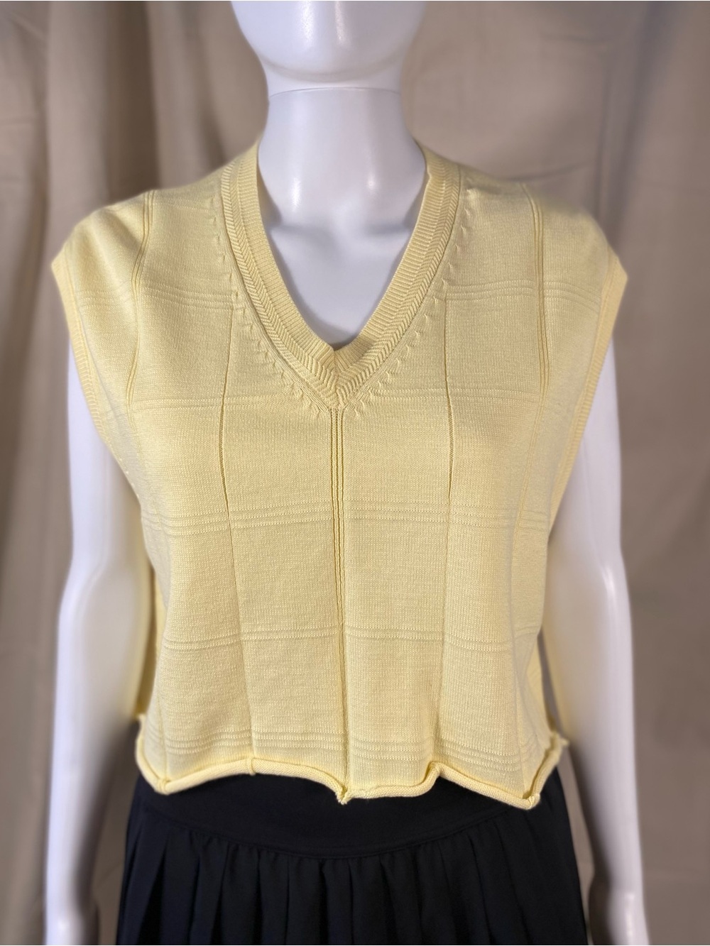 Cotton Traders Vintage Yellow Cropped Cotton Vest With Cut Hem